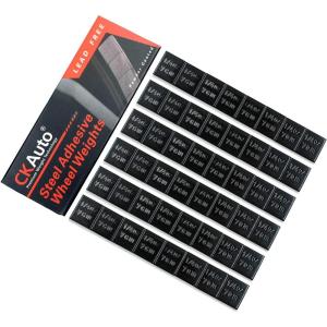 imageCKAuto 14oz 025oz Black Adhesive Stick on Wheel Weights EasyPeel Tape Cars Trucks SUVs Motorcycles Low Profile 60ozBox US OEM Quality 240pcsBlack