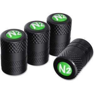 imageCKAuto 4 Pcs Aluminum Tire Valve Stem Caps with N2 Nitrogen Logo Universal Stem Covers for Cars SUVs Bike and Bicycle Trucks Motorcycles  TPMS Safe  Corrosion Resistant  Dust Proof SilverBlackN2