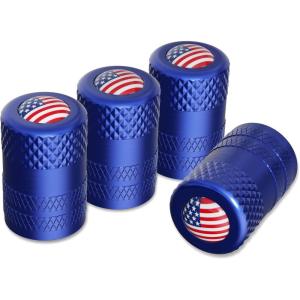 imageCKAuto 4 Pcs Aluminum Tire Valve Stem Caps with N2 Nitrogen Logo Universal Stem Covers for Cars SUVs Bike and Bicycle Trucks Motorcycles  TPMS Safe  Corrosion Resistant  Dust Proof SilverBlueUSA