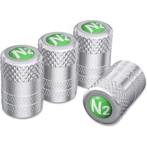imageCKAuto 4 Pcs Aluminum Tire Valve Stem Caps with N2 Nitrogen Logo Universal Stem Covers for Cars SUVs Bike and Bicycle Trucks Motorcycles  TPMS Safe  Corrosion Resistant  Dust Proof SilverSilverN2