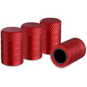 imageCKAuto Tire Valve Stem Caps Pink 4 pcsPack Anodized Aluminum Tire Valve Cap Set Corrosion Resistant Universal Stem Covers for Cars Trucks Motorcycles SUVs and BikesRed